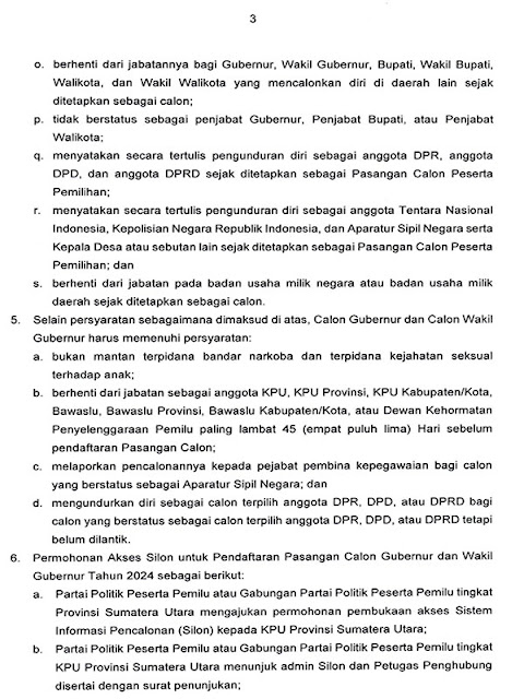 KPU Sumut Umumkan Tahapan Pendaftaran Pasangan Calon Gubernur dan Wakil Gubernur Sumut 2024